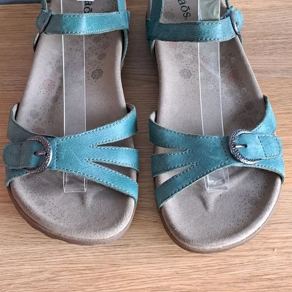 Taos Footwear Teal Leather Adjustable Strap Sandals for Women - Picture 4 of 13